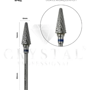 Frez węglikowy „Stożek” Crystal Professional №42 dla leworęcznych (niebieskie nacięcie 6 mm)