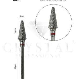 Frez węglikowy „Stożek” Crystal Professional №43 dla leworęcznych (czerwone nacięcie 6 mm)